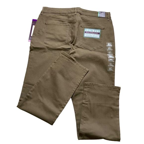 Gloria Vanderbilt Khaki Pants Women 14 Mid Rise Rail Straight Leg Stretch Casual - Picture 5 of 14